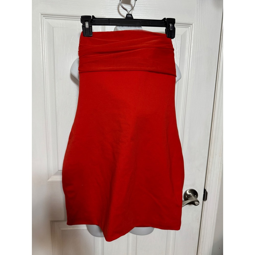 Superdown Red Strapless Mesh Bust Mini Dress Bodycon Size Large